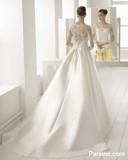 لباس عروس جدید , مدل لباس عروس پوشیده , لباس عروس دنباله دار